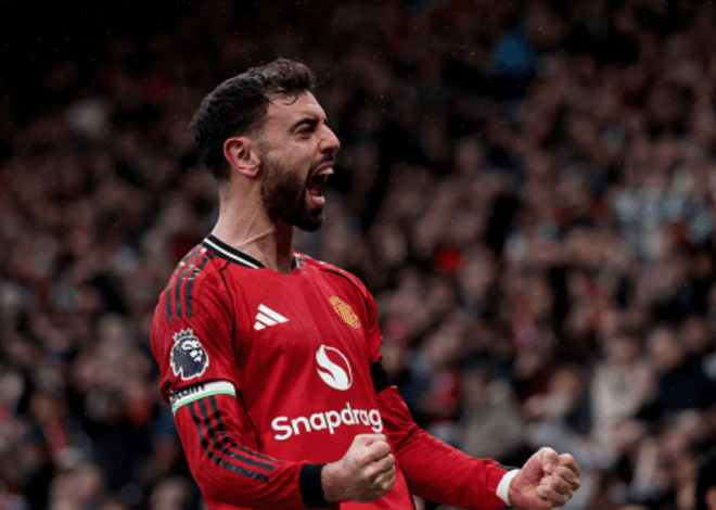 O capitão do Manchester United, Bruno Fernandes, está perto de quebrar o recorde de assistências da Premier League (vídeo)