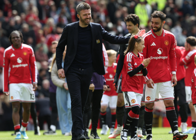 Michael Carrick e Bruno Fernandes poderão ser os mentores da disputa pelo título do Manchester United na próxima temporada?