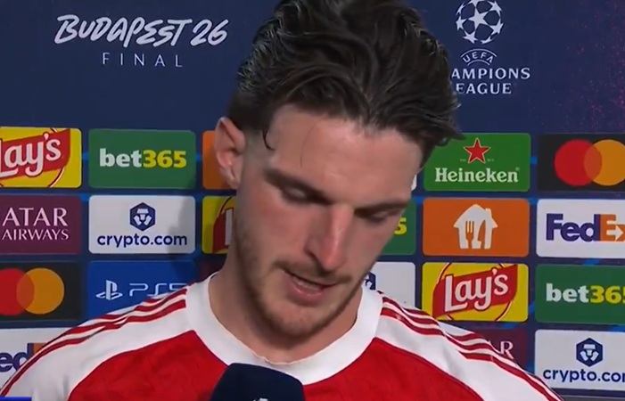 “É devastador perder a final da Liga dos Campeões nos pênaltis” – meio-campista do Arsenal Declan Rice (Vídeo)