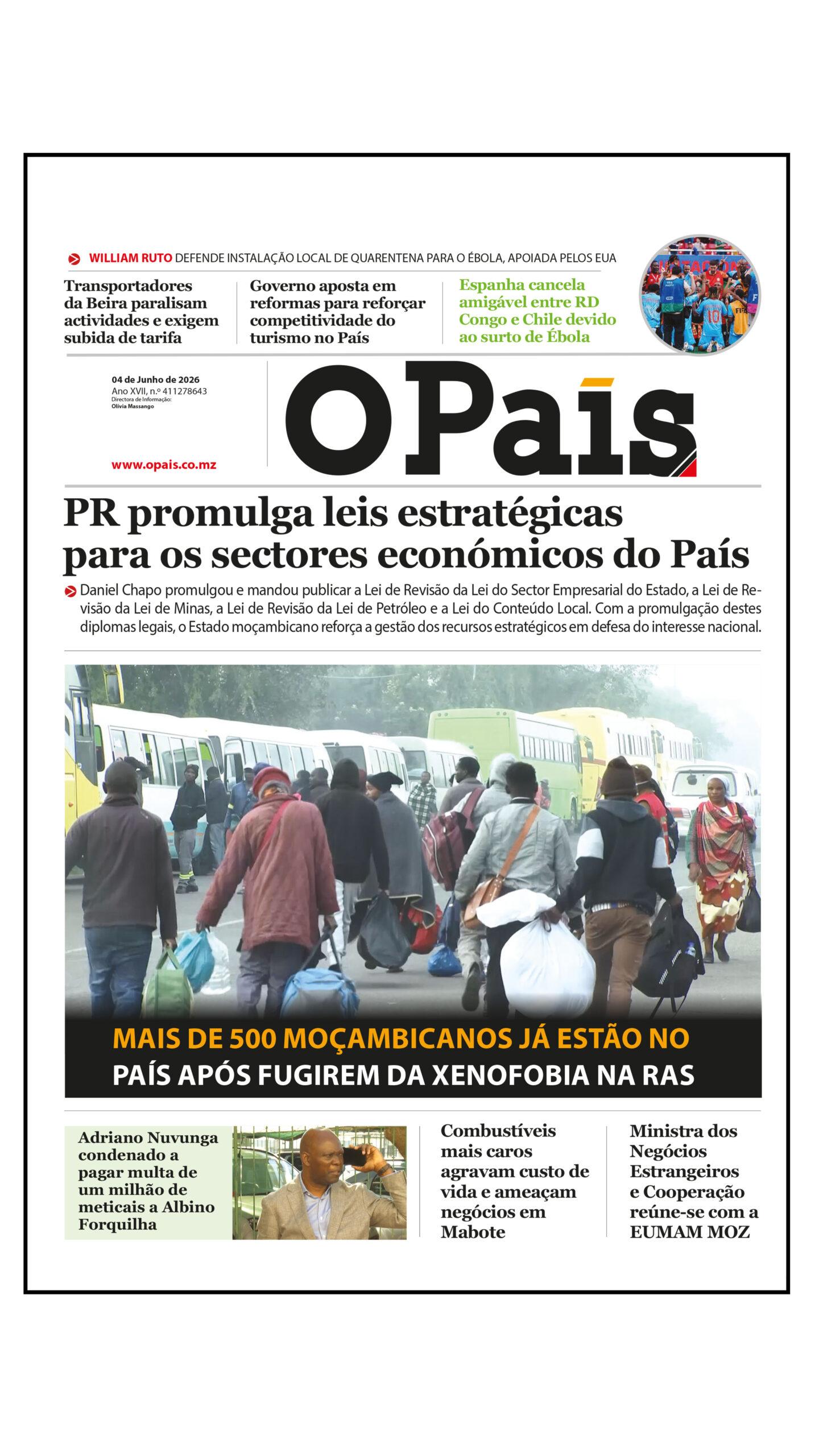 Capa do Jornal 04.06.26
