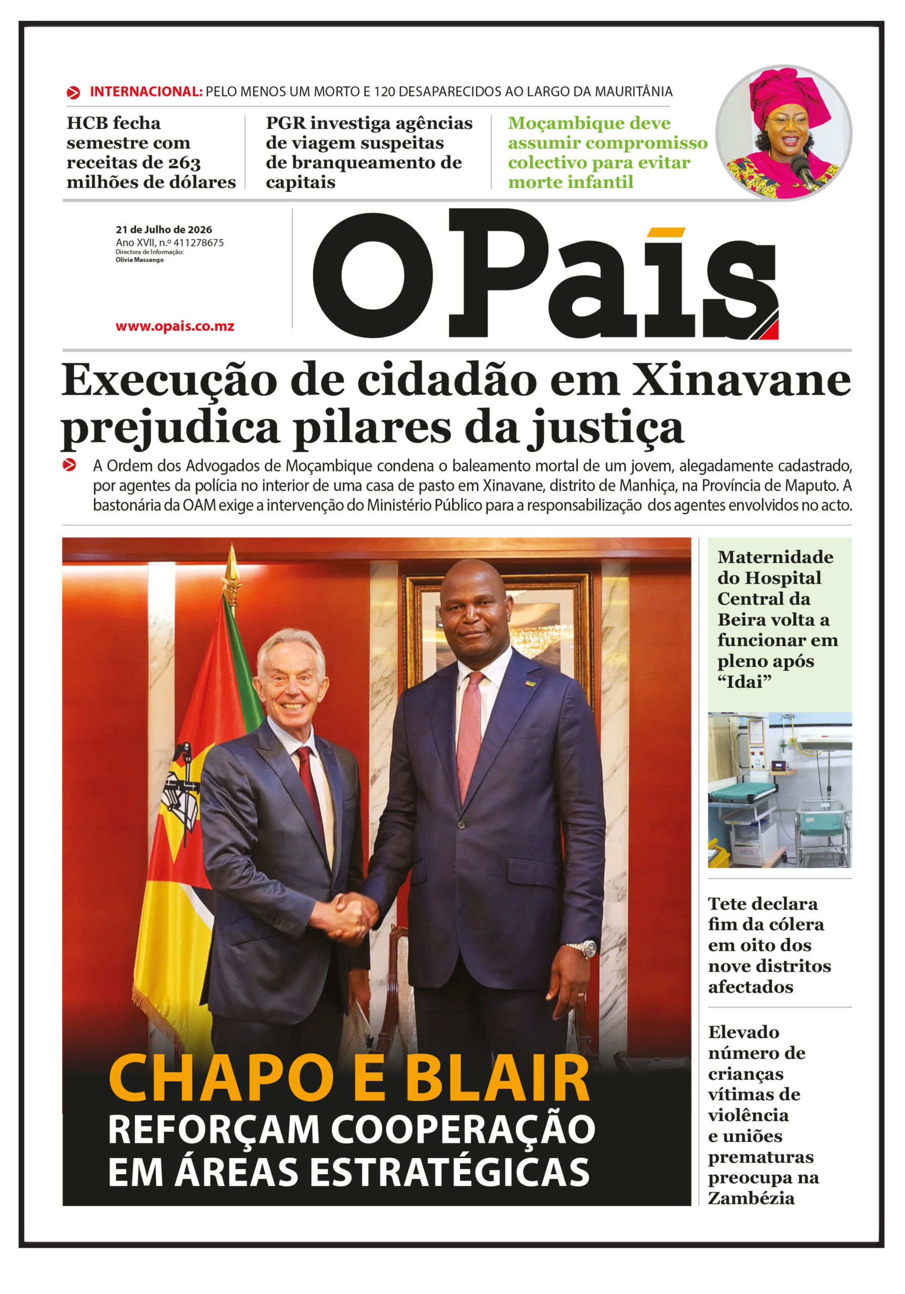 Capa do Jornal o país 21.07.26 – O País