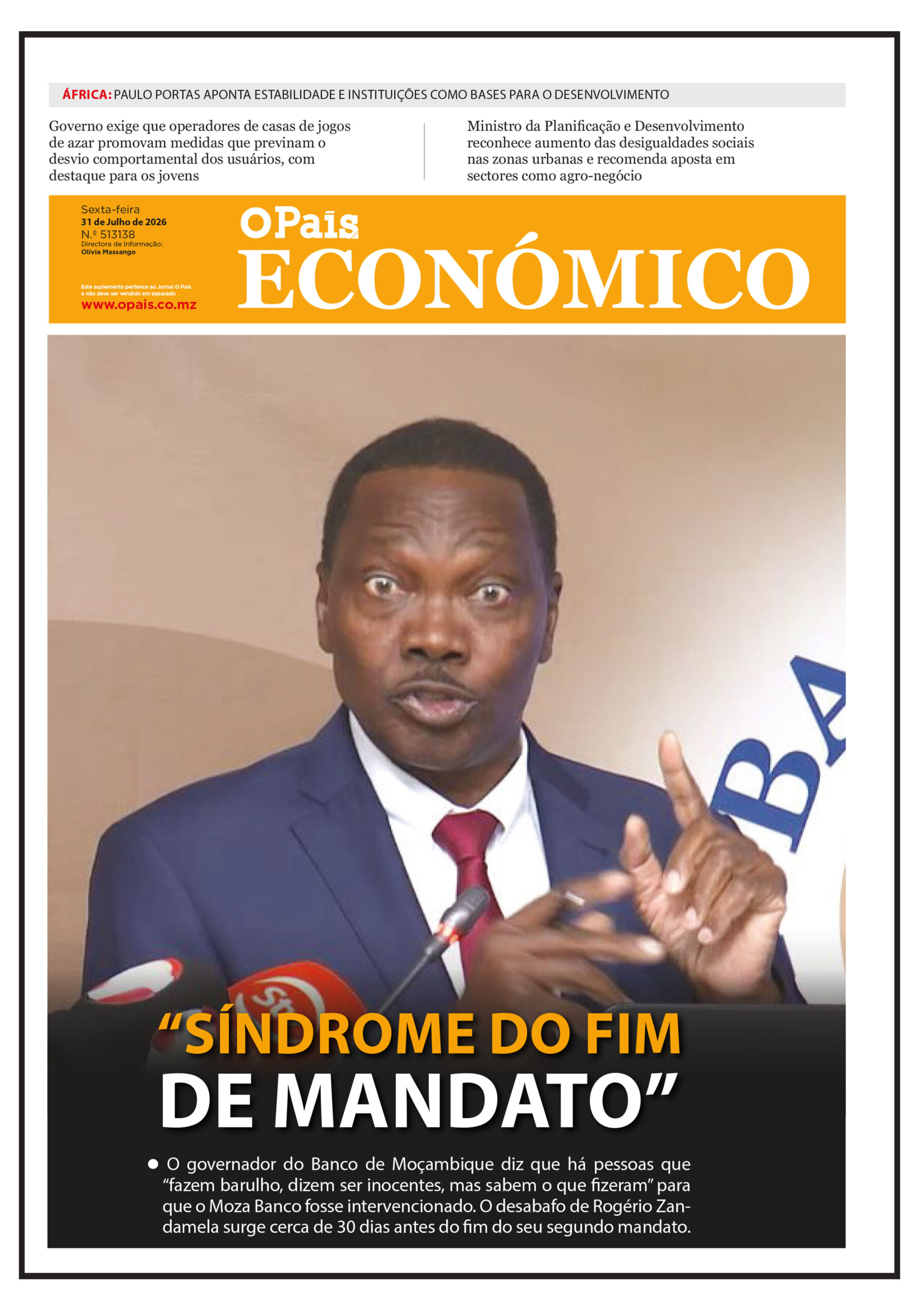Capa do Jornal Economico 31.07.26 – O País