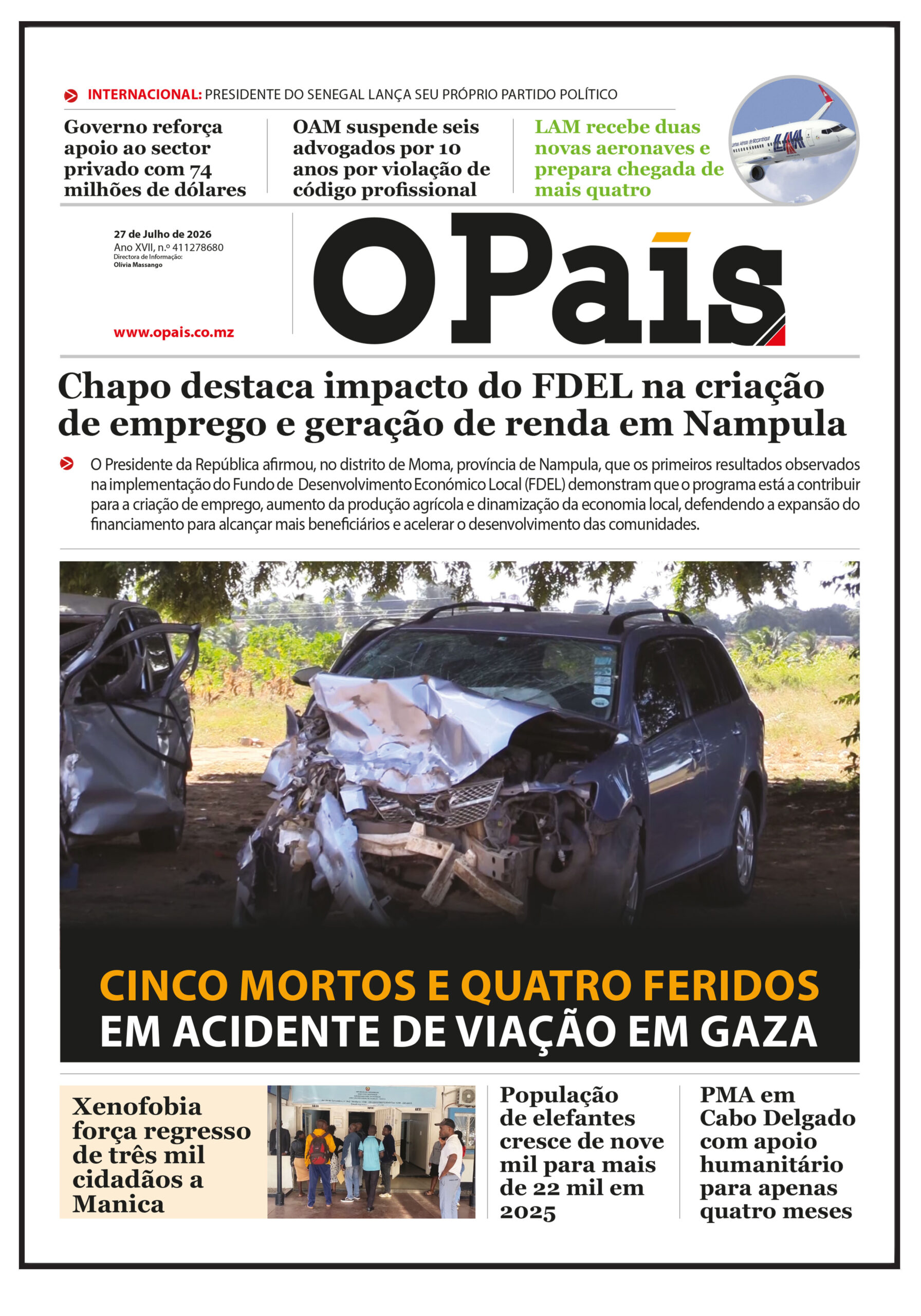 Capa Jornal o Pais 27.07.26 – O País