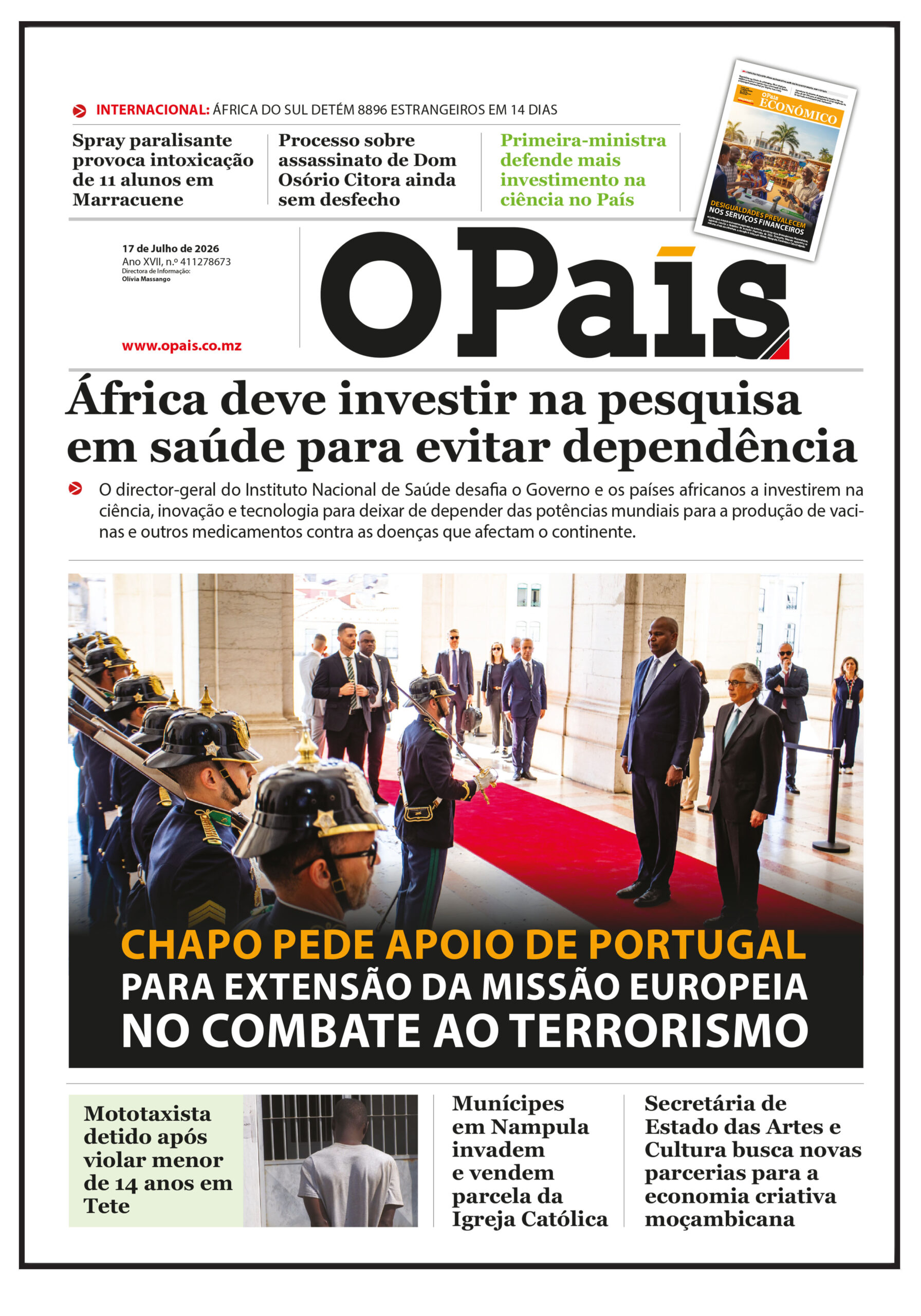 Capa do Jornal o pais 17.07.26 – O País
