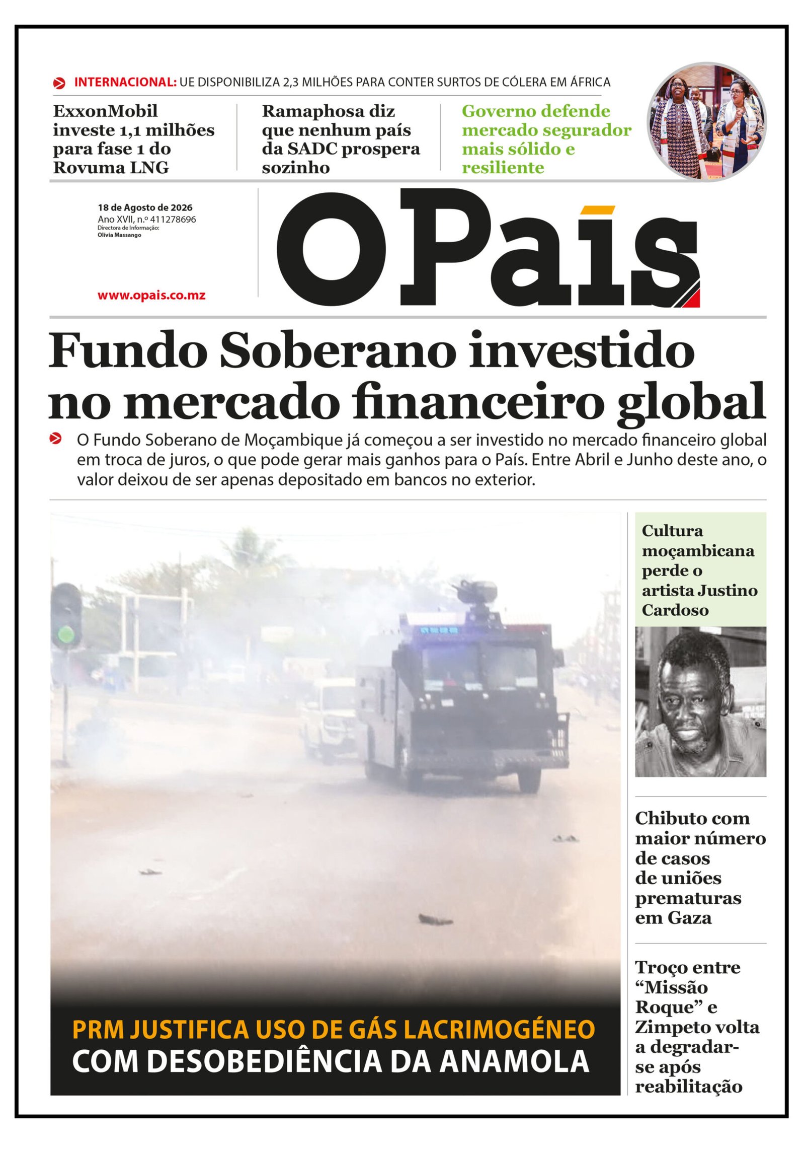 Capa do Jornal O Pais 18.08.26 – O País