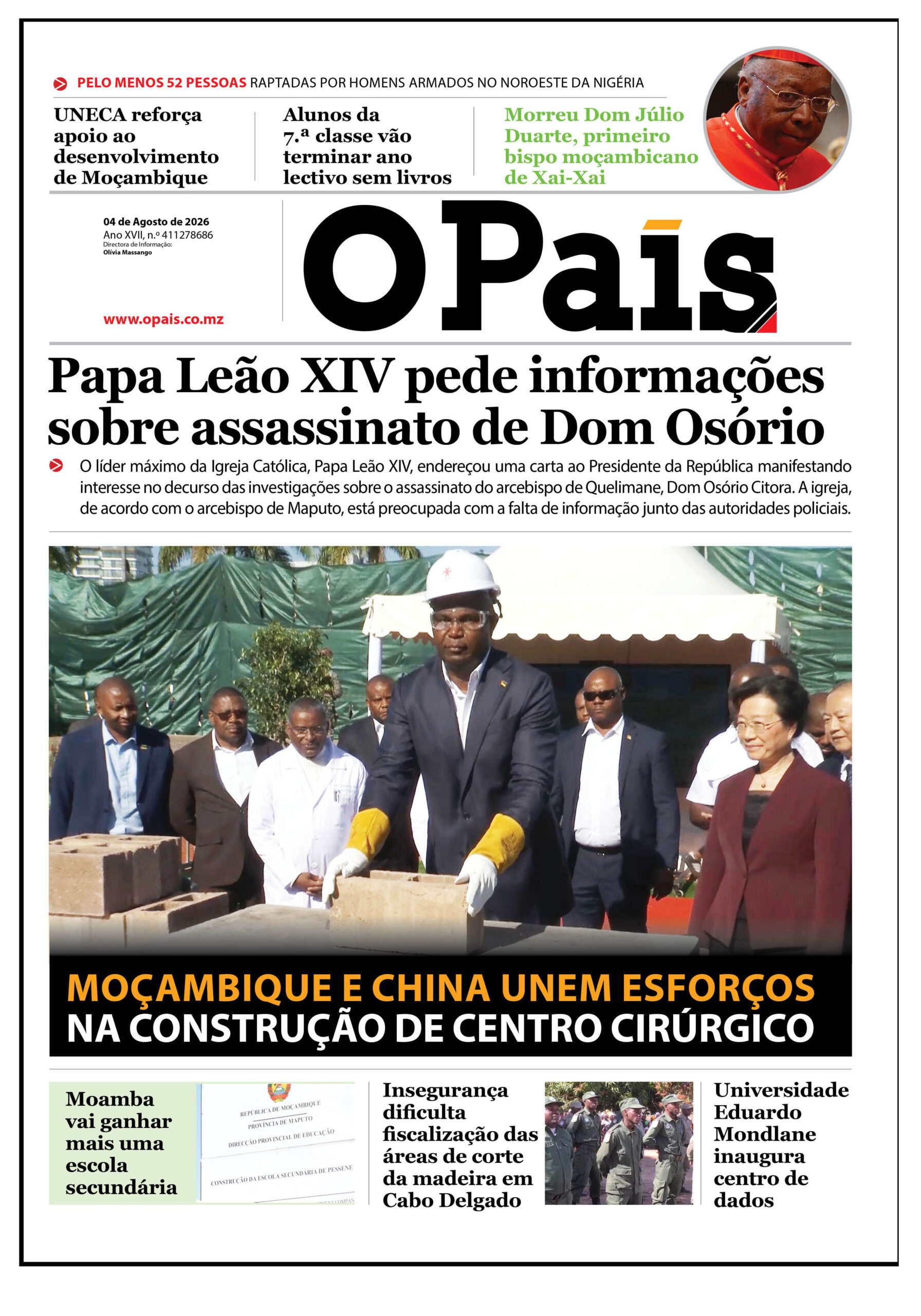 Capa do jornal 04.08.26 – O País