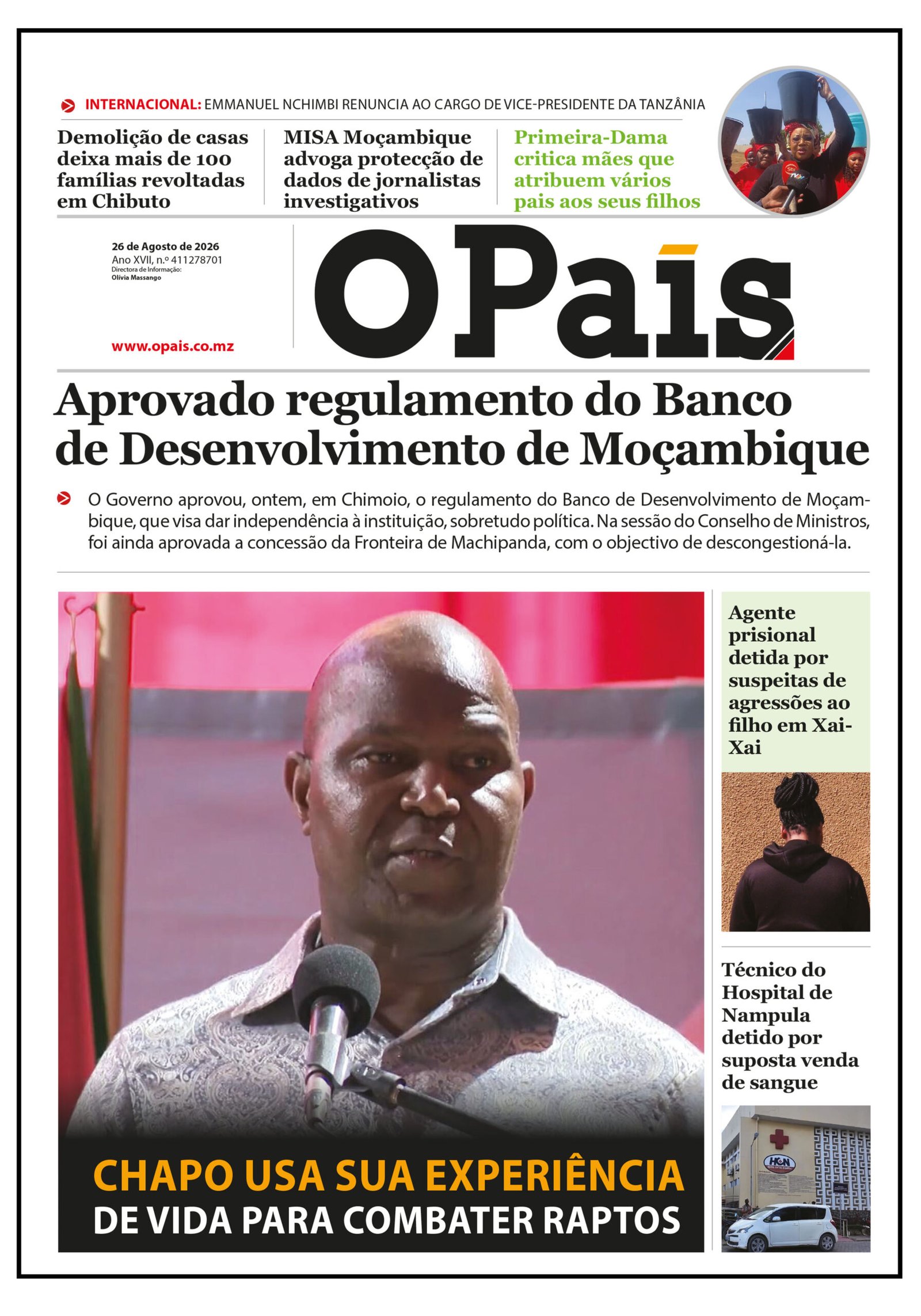 Capa do jornal 28.08.26 – O País