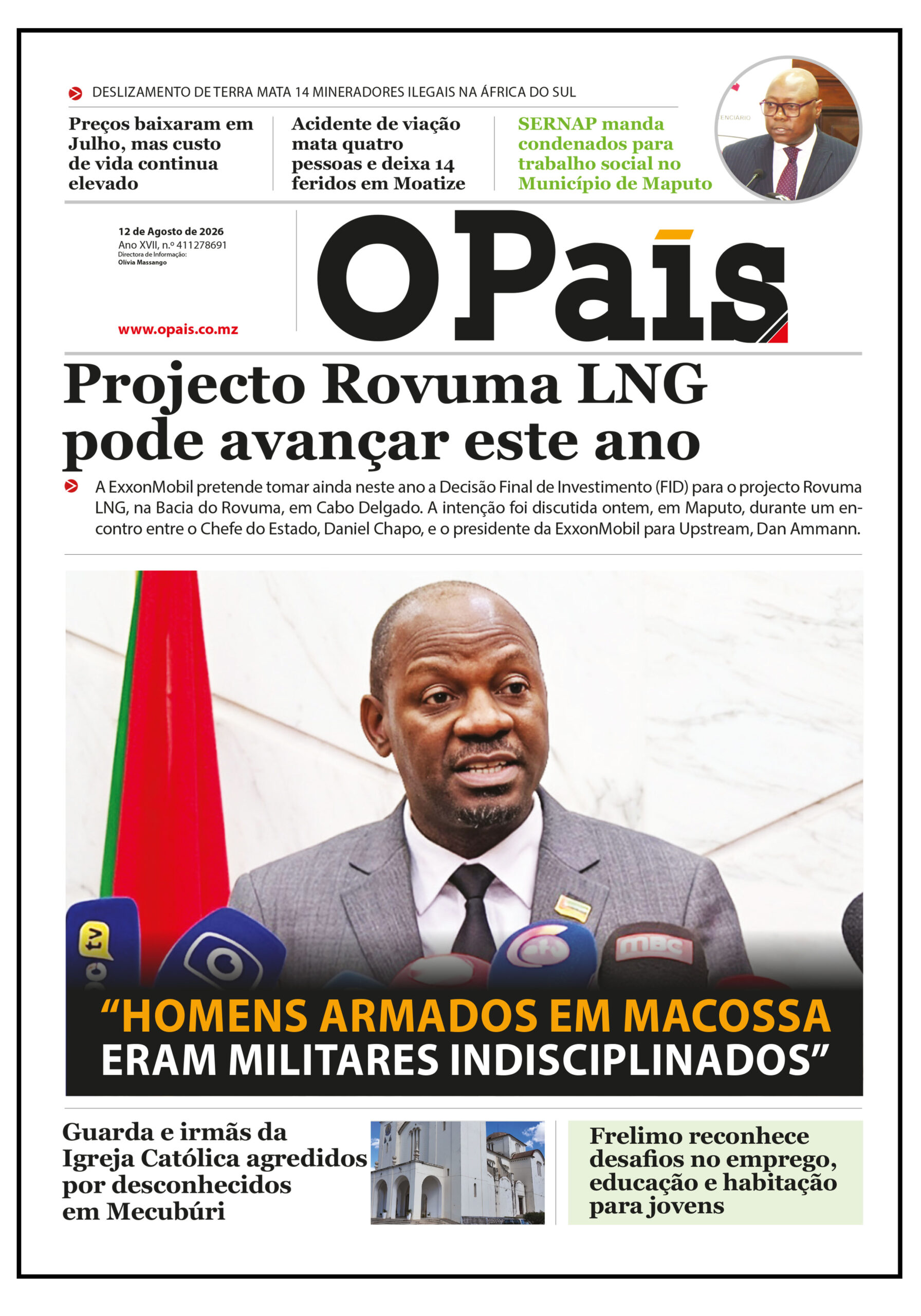 Capa do Jornal O pais 12.08.26 – O País