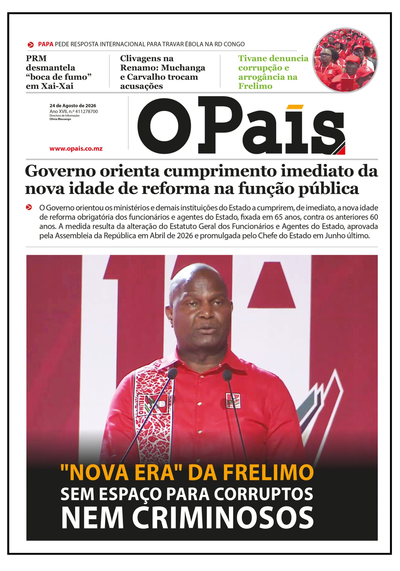 Capa do Jornal 24.08.26 – O País