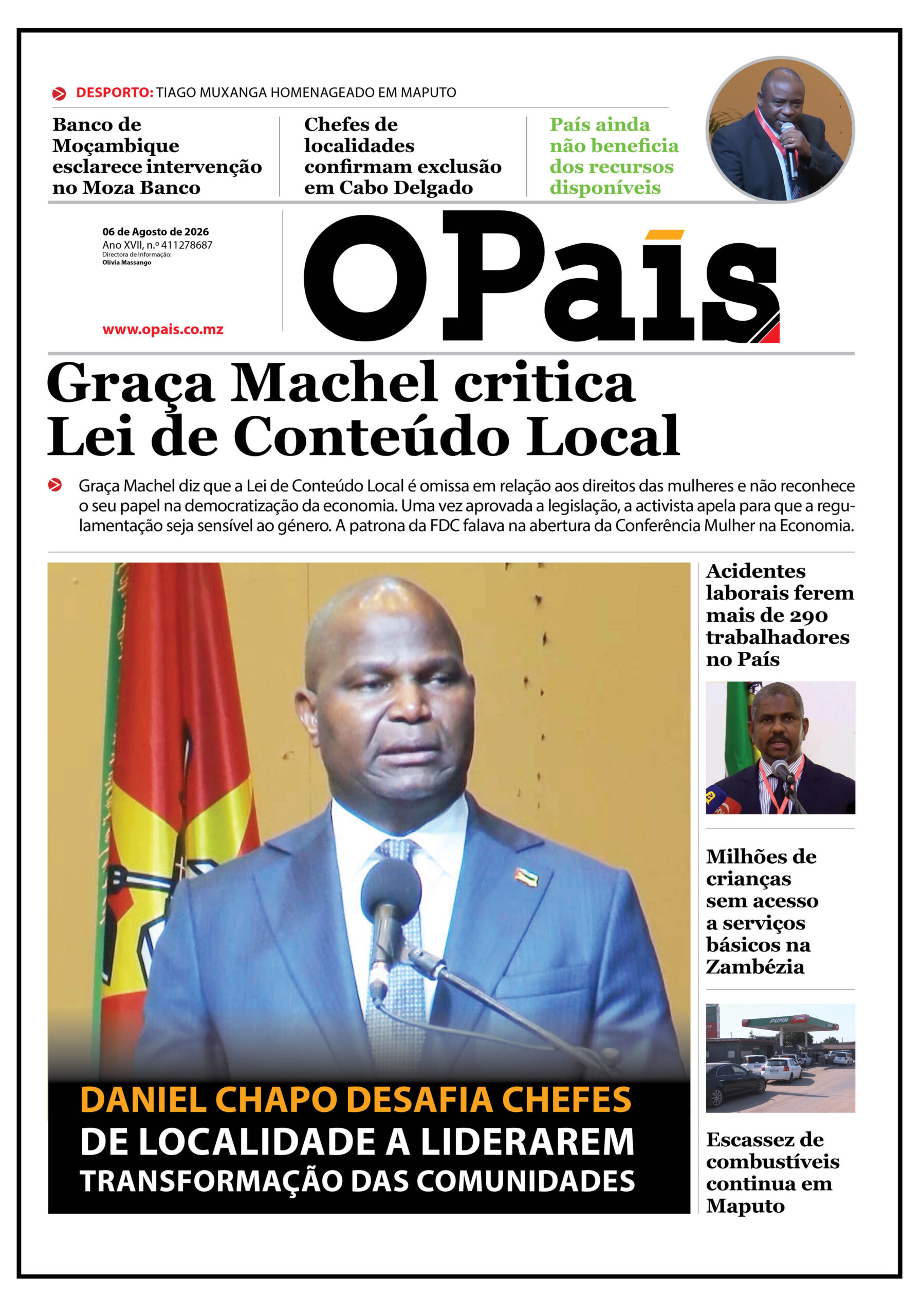 Capa do jornal O Pais 06.08.26 – O País