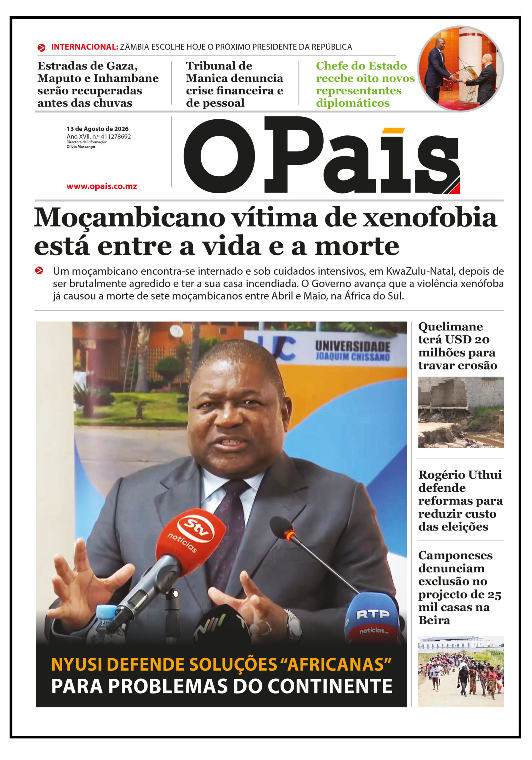 Capa do Jornal 13.08.26 – O País