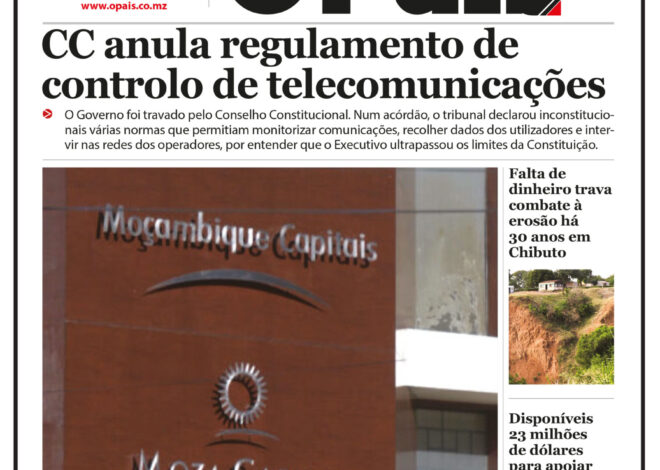 Capa do Jornal O Pais 03.08.26 – O País