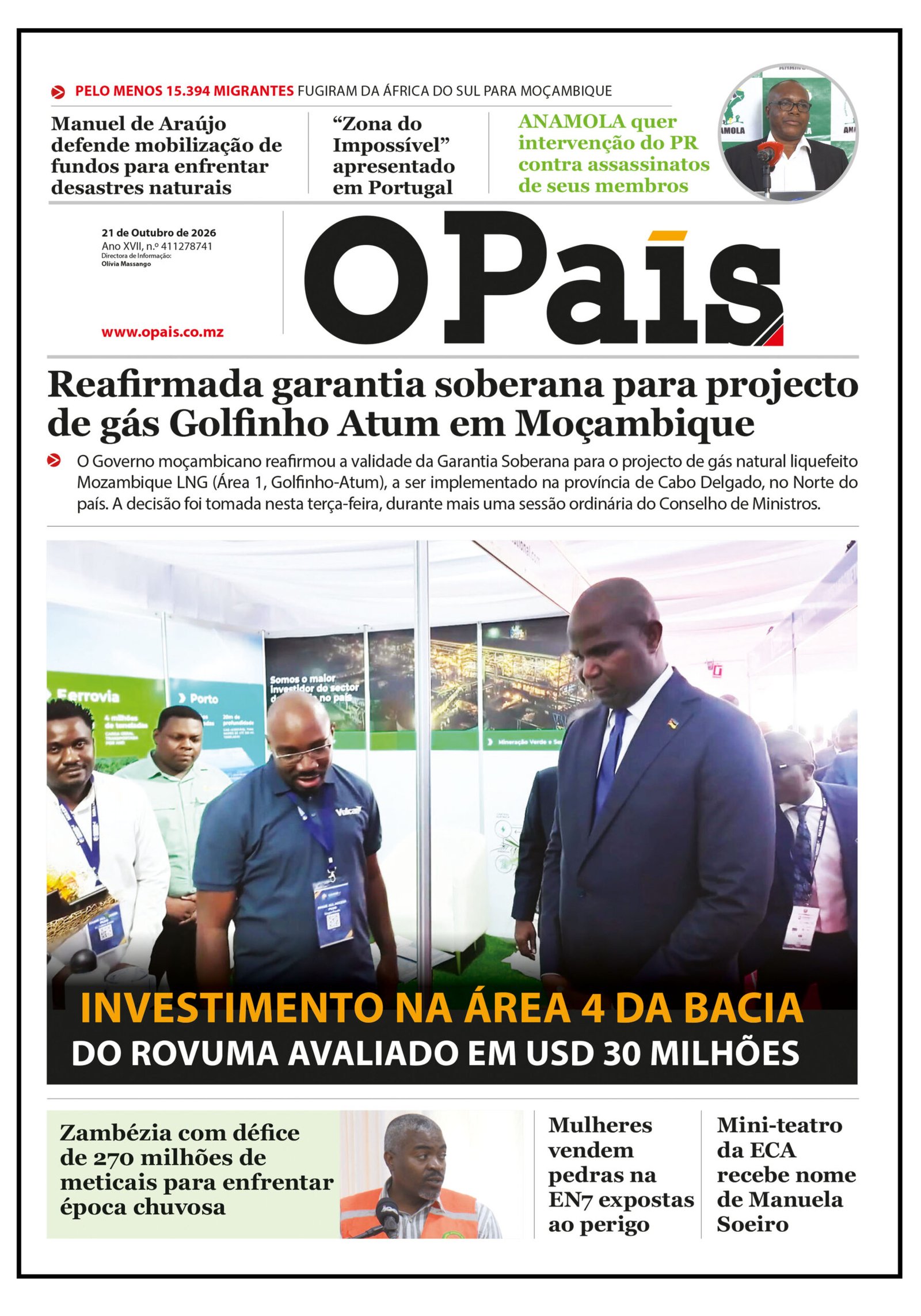 Capa do Jornal O Pais 21.10.26 – O País