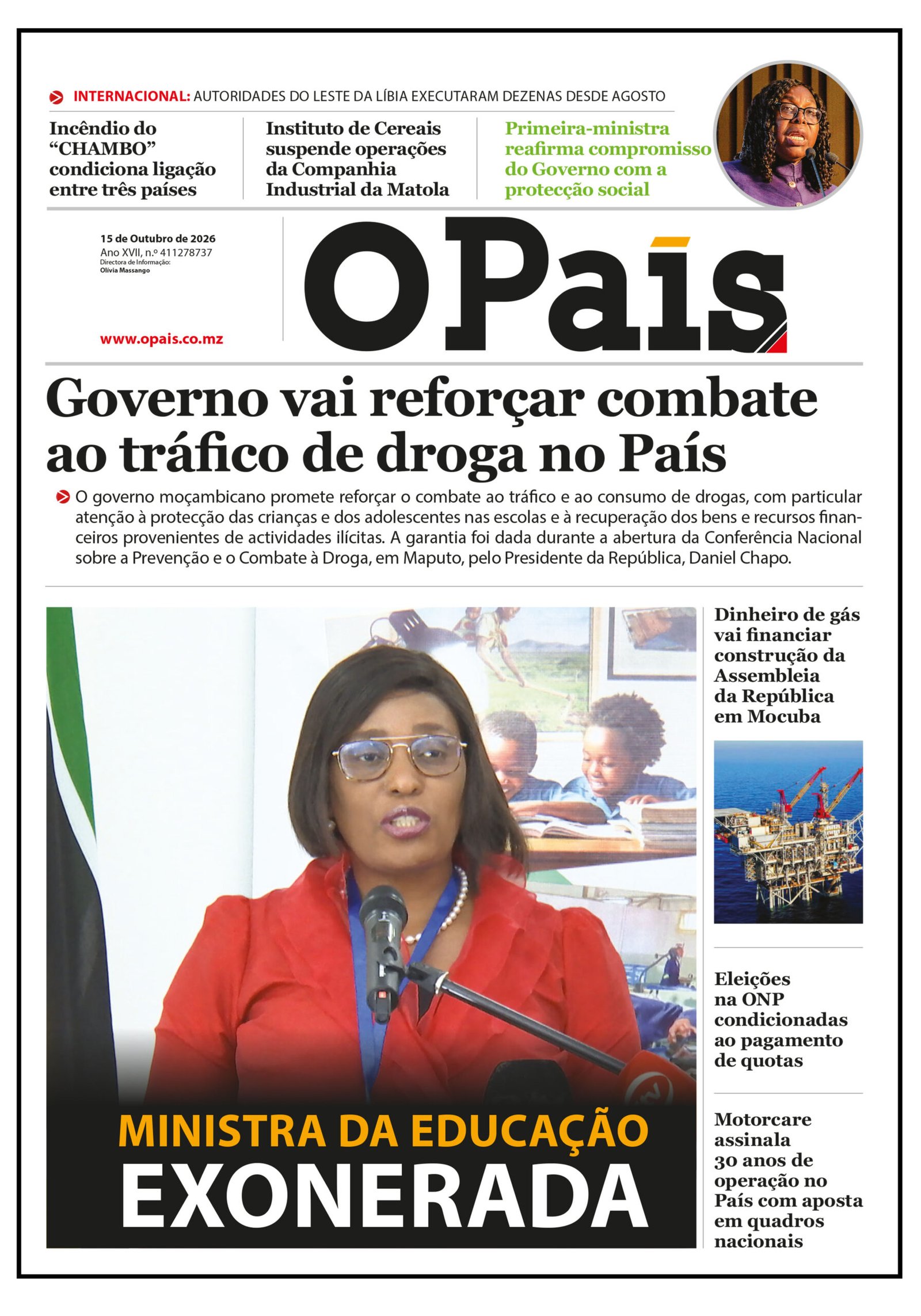 Capa do Jornal O Pais 15.10.26 – O País