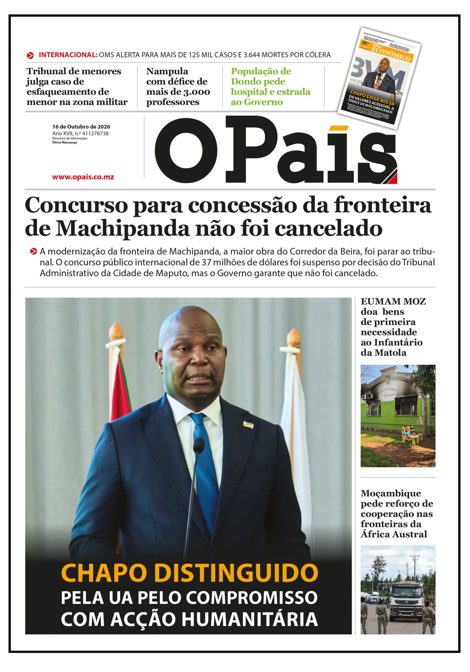 Capa do Jornal O Pais 16.10.26 – O País